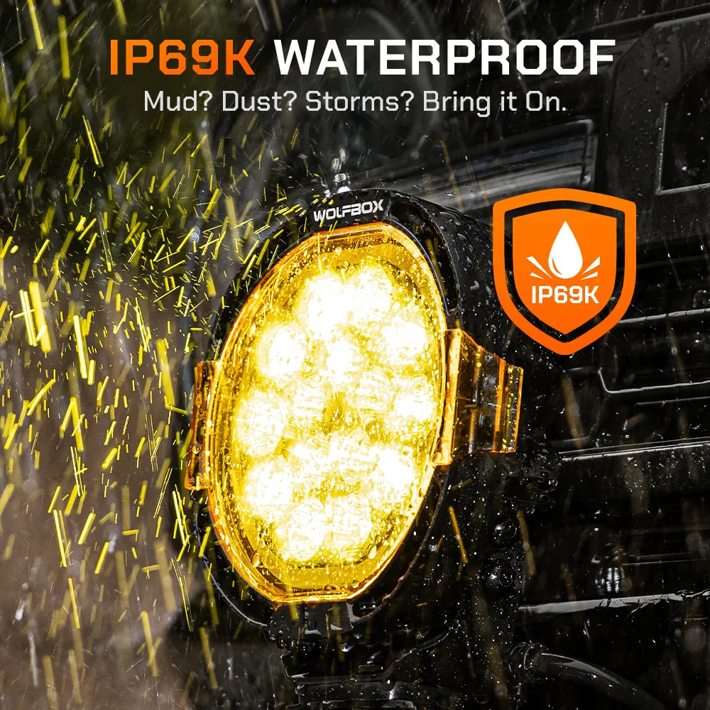 IP69K waterproof off-road light resisting high-pressure water and extreme mud conditions