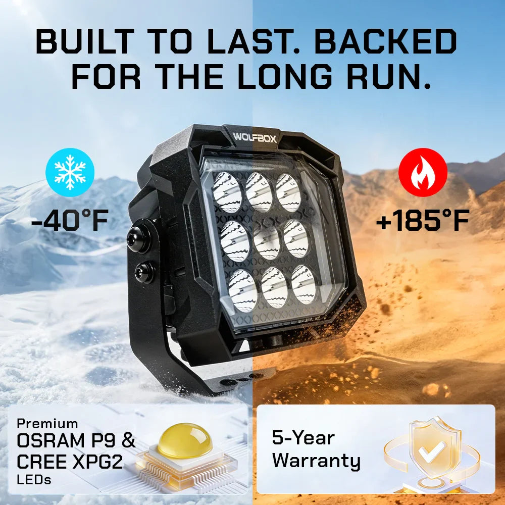 NomadRover 5 off-road LED light operating from -40°F to 185°F with 5-year warranty