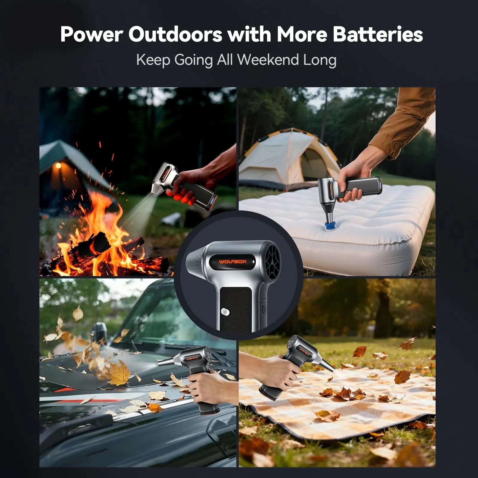 WOLFBOX MF200 Compressed Air Duster - Swappable Battery Cartridge - WOLFBOX