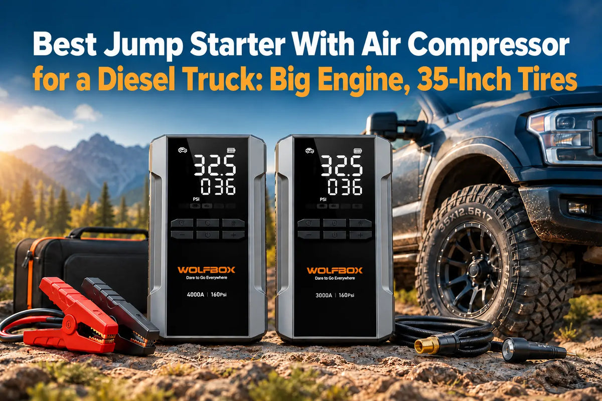 Best Jump Starter With Air Compressor for a Diesel Truck: Big Engine, 35-Inch Tires