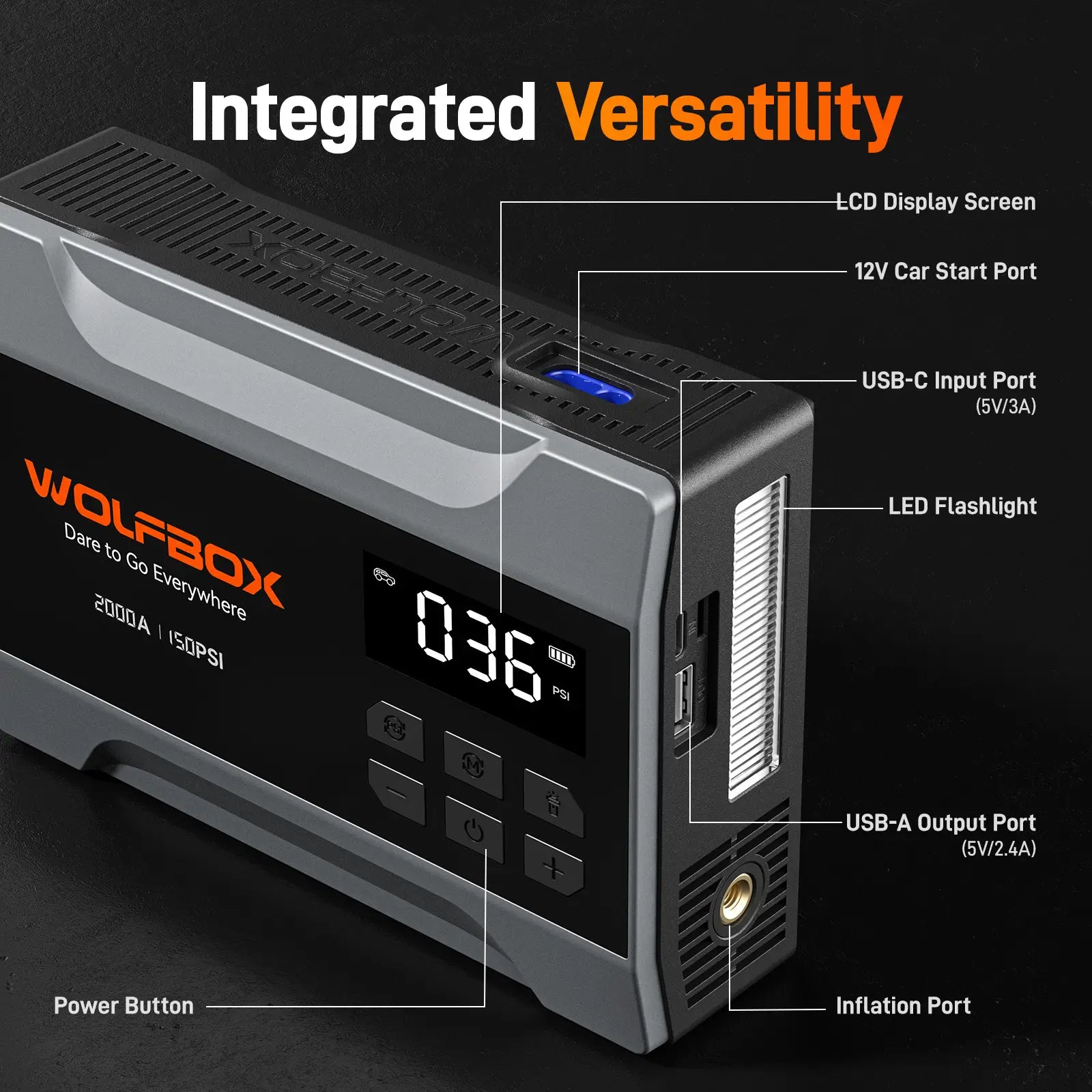 WOLFBOX 2000A Jump Starter with Air Compressor | Wolfbox MegaVolt 10Air - WOLFBOX