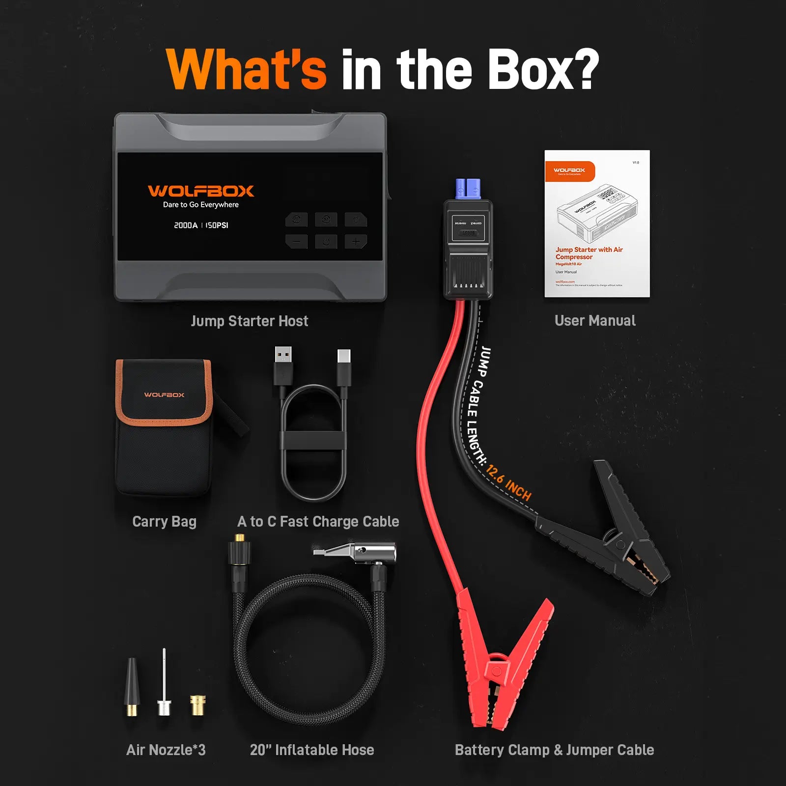 WOLFBOX 2000A Jump Starter with Air Compressor | Wolfbox MegaVolt 10Air - WOLFBOX
