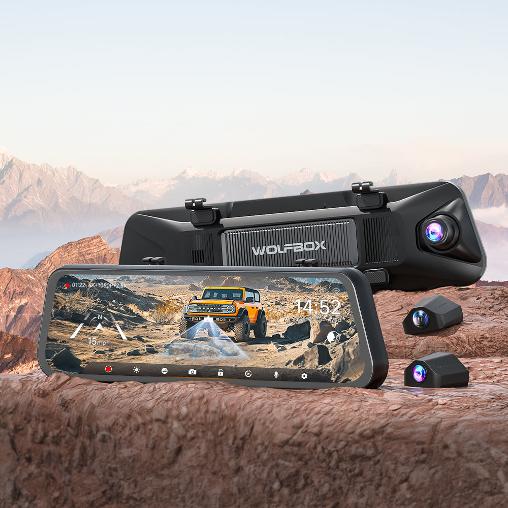 WOLFBOX G900 TriPro Bumper Version 3 Channel Rearview Mirror Cam - WOLFBOX