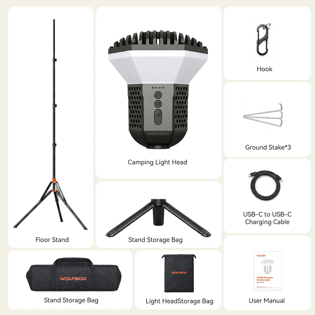 WOLFBOX TL2000 Telescopic Camping Light - WOLFBOX