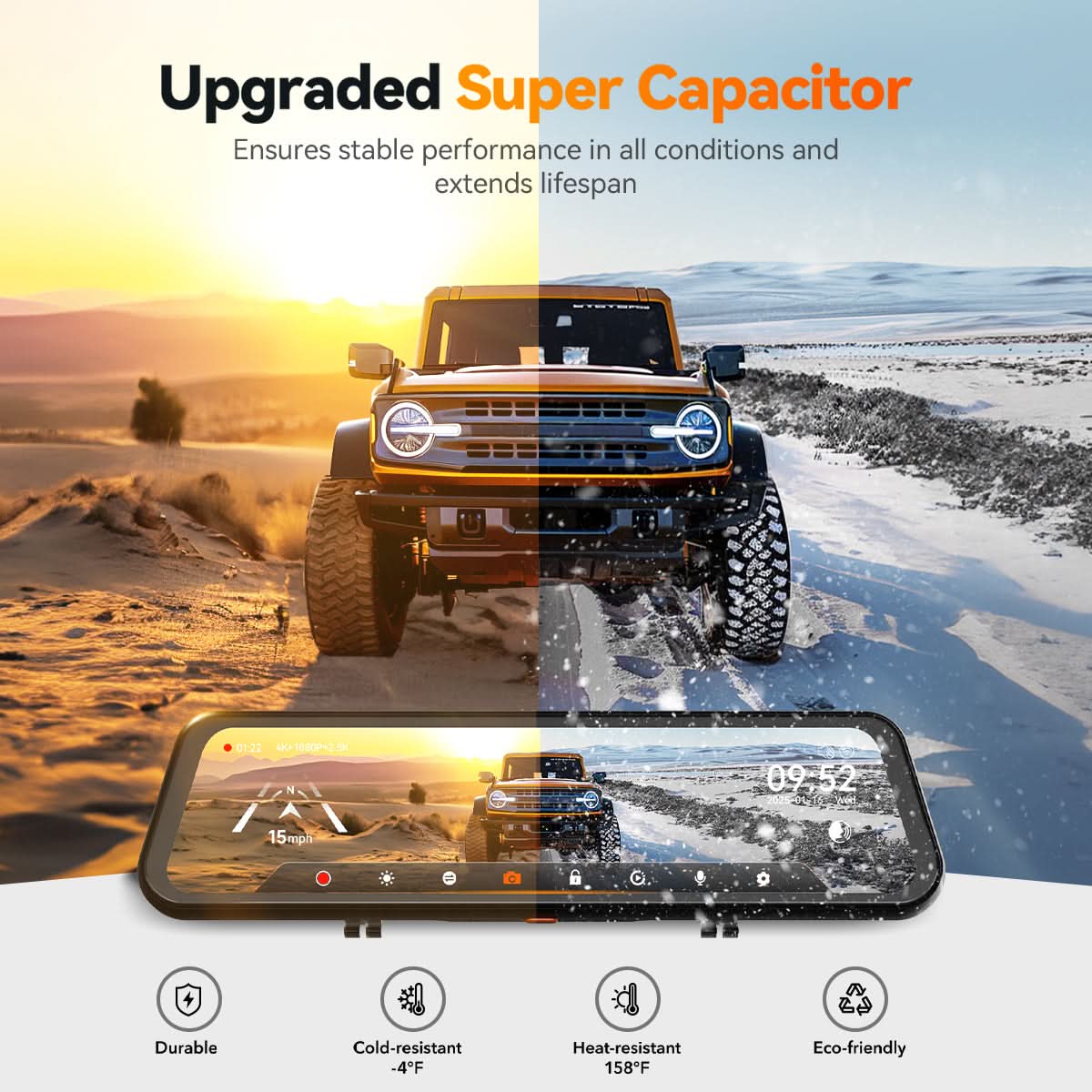 Preorder-G900 TriPro 4K+2.5K+1080P 3 Channel Cabin Monitor Mirror Dash Cam camera WOLFBOX