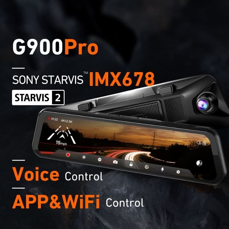 WOLFBOX G900Pro 12MP WiFi Touch Screen Smart Rear View Mirror Dash Cam camera WOLFBOX