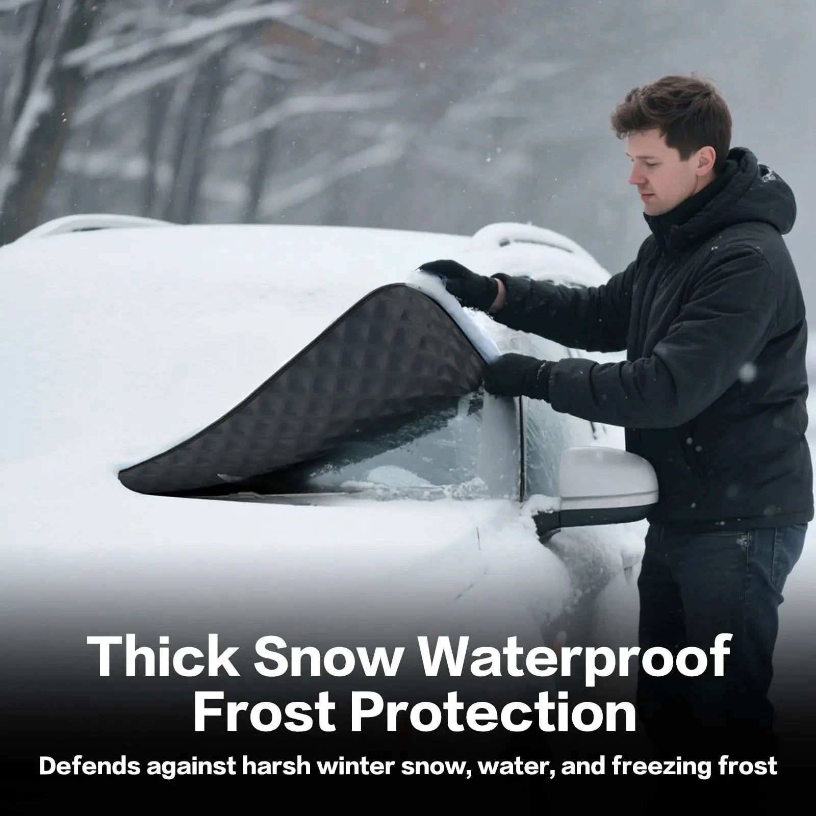 3W Windshield Cover for Ice and Snow Universal Fit for Car SUV/ Truck/ Van Graphene-Insulated - WOLFBOX