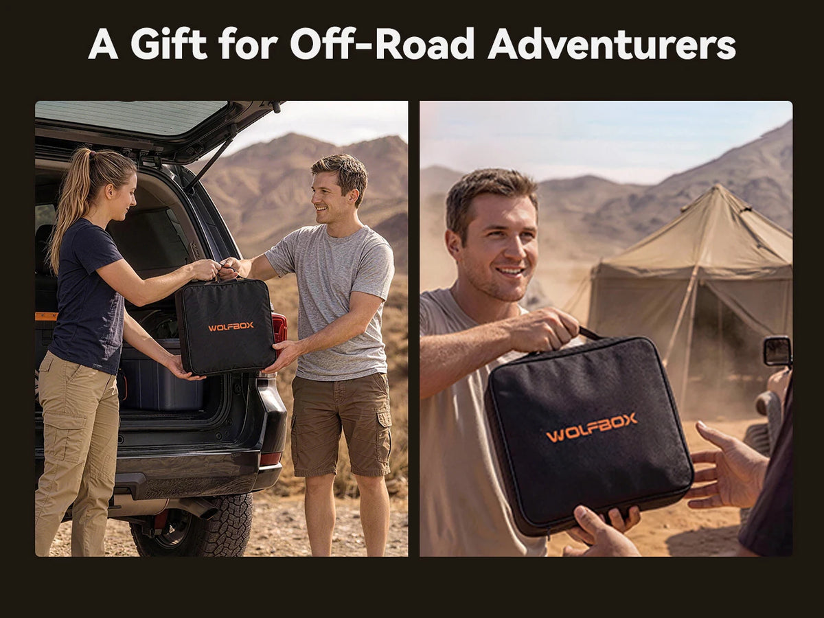kit given as a gift for off-road adventurers in a branded carry bag | WOLFBOX 4-Tire Inflation Kit