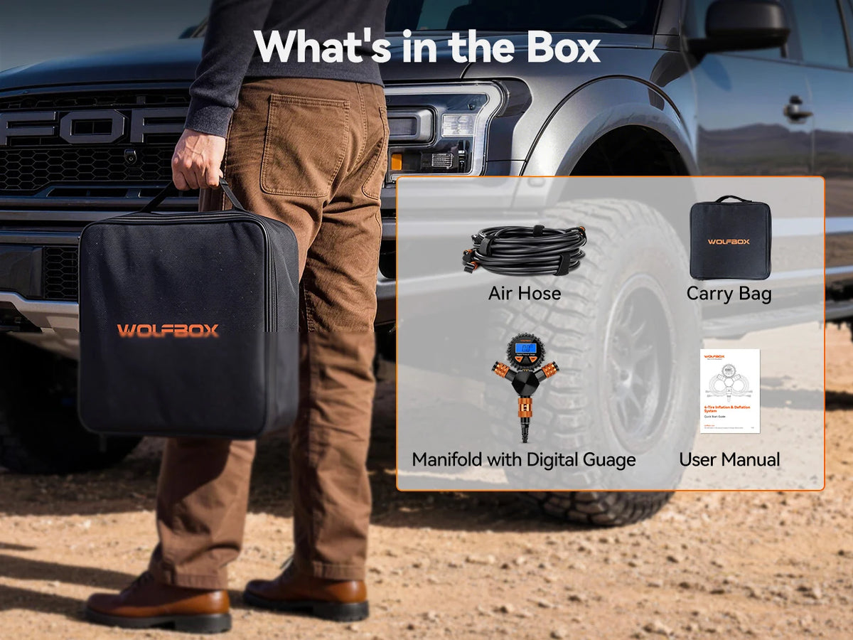 box contents air hose carry bag manifold with digital gauge and user manual 