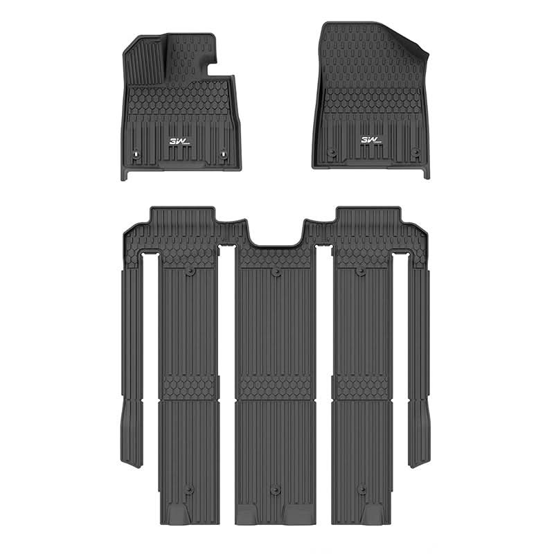 3W Toyota Sienna 7 Seat 2021-2023 Custom Floor Mats / Trunk Mat TPE Material & All-Weather Protection Vehicles & Parts 3Wliners 2021-2023 7 Seat without Spare Tire 1st&2nd&3rd Row Mats